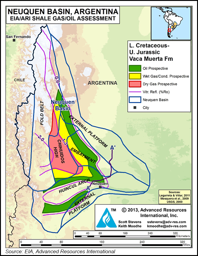 Vaca Muerta shale map